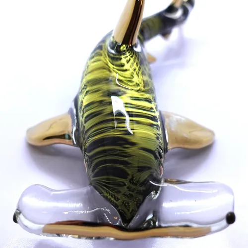 Miniatura 6 de Hammerhead - Figuras en miniatura de tiburón, animales marinos, pintadas a mano, arte de vidrio soplado, adornos dorados, regalo coleccionable