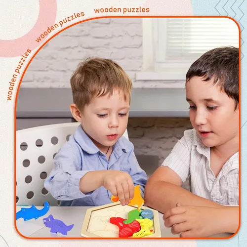 Miniatura 5 de Paquete de 5 rompecabezas de madera Tangram para niños, rompecabezas hexagonal de madera, bloques de rompecabezas con formas geométricas