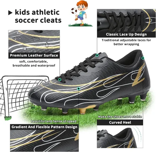 Miniatura 2 de Hanani Zapatos de fútbol para niños y niñas, zapatos de fútbol para jóvenes, atléticos, para exteriores e interiores, zapatos de béisbol firmes