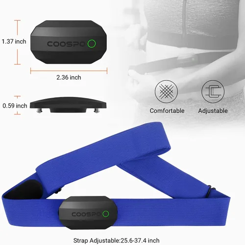 Miniatura 5 de COOSPO Bluetooth Heart Rate Monitor Chest Strap H808S, ANT+ BLE HR Monitor Chest, HRM IP67 Waterproof, 300H Battery Life Negro azul