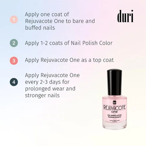 Miniatura 4 de Duri Rejuvacote 1 Nail Growth System + 791 Berry Margarita Neon Purple Nail Polish Bundle - Nail Strengthener & Bold Semi-Matte Color Duo, Summer