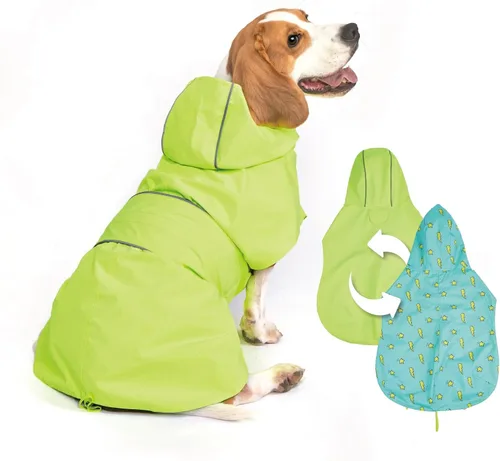 Miniatura 9 de Kimee - Chubasquero reversible para perro, poncho de un solo lado ajustable, impermeable, chaqueta de lluvia para perros con agujero para Amarillo