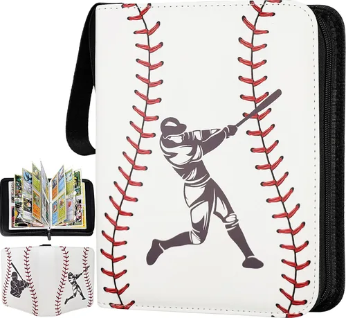 Carpeta de Tarjetas de Béisbol 440 Bolsillos, 55 Fundas Carpeta Pequeña de Béisbol 3 Anillos con Cremallera Portador de Tarjetas Coleccionables 4