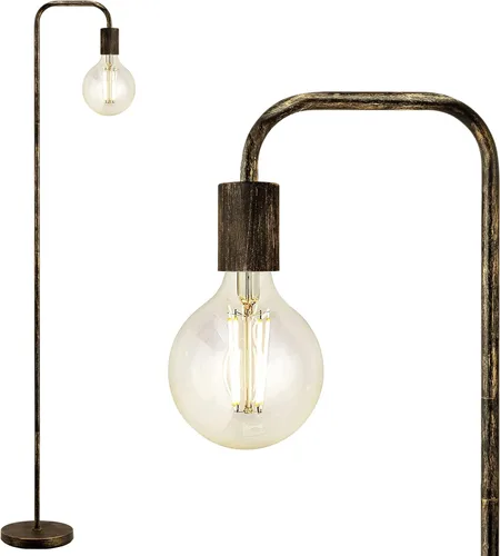 Lámpara de pie BoostArea, lámpara de pie industrial de bronce, lámpara de pie antigua de 63 pulgadas, enchufe E26, completamente de metal, con