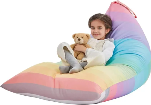 Miniatura 7 de Funda para puf de almacenamiento de animales de peluche para niños, adolescentes (sin relleno) 250 L, lavable, funda grande para puf para organizar