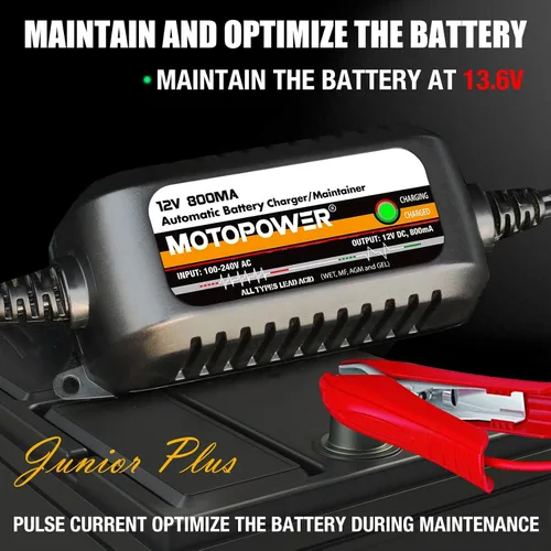 Miniatura 3 de MOTOPOWER MP00205C 12V 800mA Cargador de batería automático, mantenedor de batería, cargador de goteo y desulfatador de batería