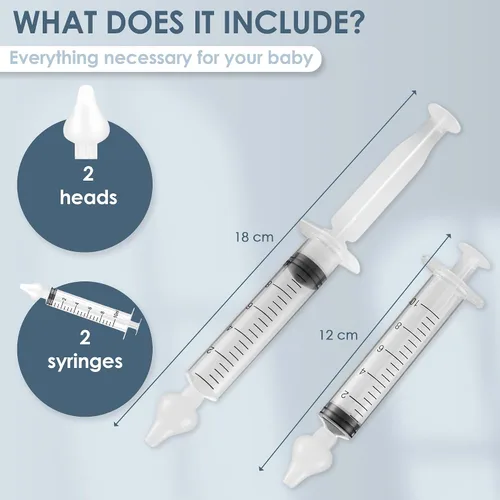 Miniatura 5 de Bluet B - Jeringa nasal para bebés (paquete de 2) - Aspirador nasal de silicona seguro para recién nacidos - Eliminación de moco infantil - Jeringa