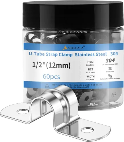 Miniatura 13 de 24 Piezas Abrazaderas de Conducto de Acero Inoxidable 304 de 1 1/4 Pulgadas (32mm), Abrazadera de Correa de Tubo en U de 2 Agujeros Soporte en U