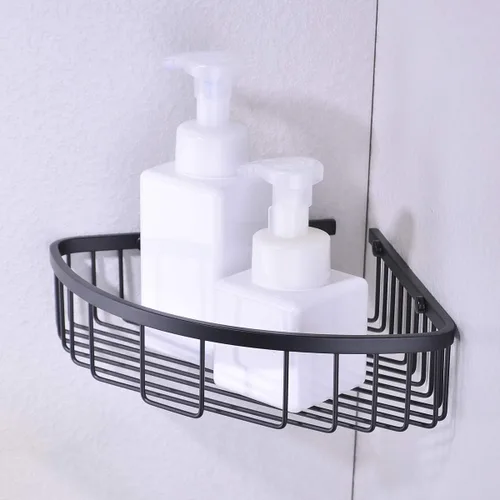 Miniatura 5 de Cesta de ducha de acero inoxidable 304, organizador de baño, organizador de pared, acabado chapado en negro mate, resistente