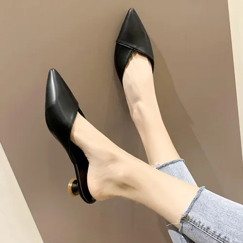 Miniatura 3 de Cómodas sandalias de tacón bajo con punta cerrada para mujer, zapatos elegantes y casuales