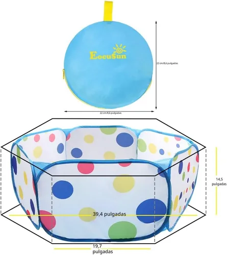 Miniatura 6 de Alberca para bolas EocuSun grande para niños, tienda para bolas para niños y niñas, de interior y exterior, corral de juegos para bebés con bolsa