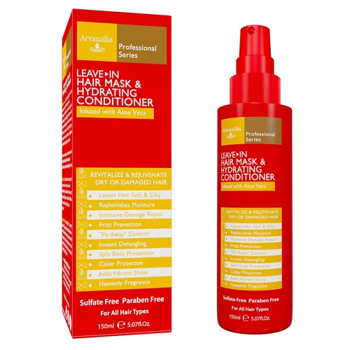 Arvazallia Mascarilla capilar sin enjuague y acondicionador hidratante en aerosol para cabello seco o dañado, acondicionador e hidratante de grado
