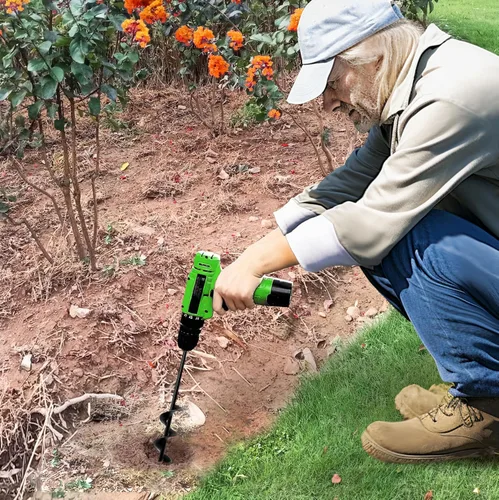 Miniatura 7 de Broca de taladro para plantar 1.6 x 9 pulgadas + 1.6 x 16.5 pulgadas + 2.8 x 16.5 pulgadas + 3 x 12 pulgadas, taladro en espiral de jardín de alta