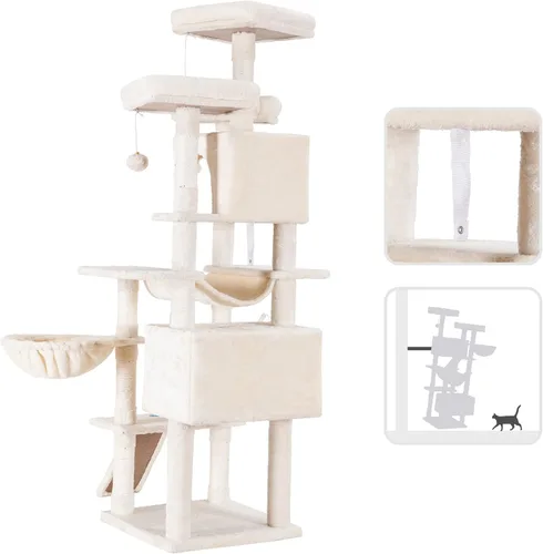 Miniatura 7 de Hey-brother Árbol de gato, torre XL grande de 71 pulgadas para gatos de interior, casa de gato de varios niveles con 3 asientos acolchados, rascador