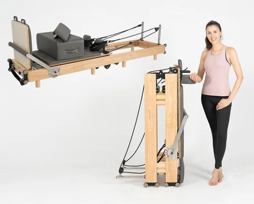 Miniatura 7 de Máquina Reformadora de Pilates nexace, Equipo Plegable de Madera para Entrenamiento en Casa
