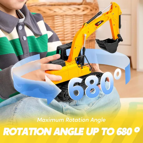 Miniatura 10 de JOYIN Excavadora de Control Remoto Juguetes para Niños, Excavadora de Juguete RC de 2.4Ghz con Luz, Juguetes de Construcción para Niños de 3-5 4-7