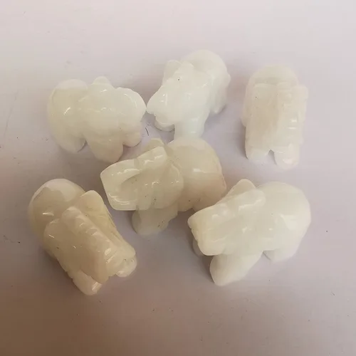 Miniatura 4 de Pequeña estatua de cristal de elefante tallada a mano, decoración de escultura de animal guardián de oficina en casa, 1.5 pulgadas, jade blanco