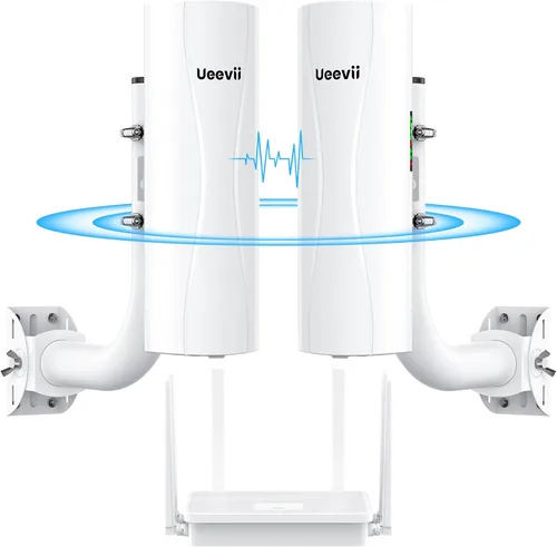 Sistema de Puente Inalámbrico Punto a Punto CPE688KIT, con Router WiFi 6 AX3000, Soportes de Instalación Ajustables, Alcance de 5KM, Puertos Gigabit