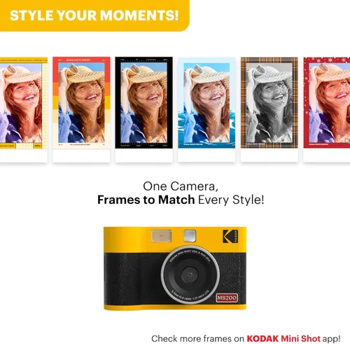 Miniatura 6 de KODAK Mini Shot 2 ERA 4PASS - Cámara instantánea y impresora fotográfica 2 en 1 (Amarillo, Cámara + 8 hojas iniciales + 60 hojas)