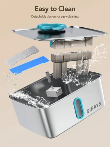 Miniatura 8 de SIBAYS Fuente de agua grande para perros de 4 galones/15 L, fuente de agua para mascotas de acero inoxidable con ventana de nivel de agua y luz LED