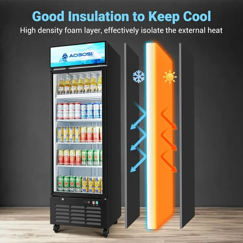 Miniatura 4 de AAOBOSI Refrigerador comercial comercial, refrigerador de pantalla de puerta de vidrio de 17.1 pies cúbicos, refrigerador vertical de bebidas