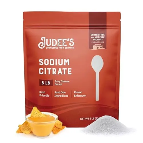 Judee's Gluten Free Citrato de sodio en polvo, apto para cetogénicos, emulsionante de queso sin nueces, ayuda para cocinar citrato de sodio a