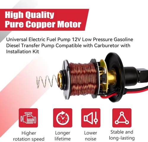 Miniatura 6 de Kit de bomba de combustible eléctrica universal de 12 V 3-6 PSI de baja presión con filtro de combustible de 6.56 pies 5/16 pulgadas ID de repuesto