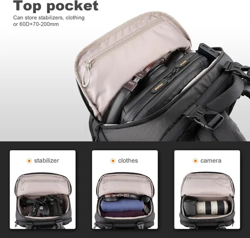 Miniatura 4 de Besnfoto Mochila para cámara para fotógrafo, bolsa impermeable expandible para cámara DSLR/SLR/sin espejo/Drones para laptop de hasta 16 pulgadas