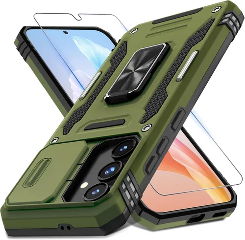 Miniatura 16 de DEERLAMN Funda para Samsung Galaxy A14 5G con Cubierta Deslizante para Cámara + Protector de Pantalla (2 Paquetes), Soporte de Anillo Giratorio