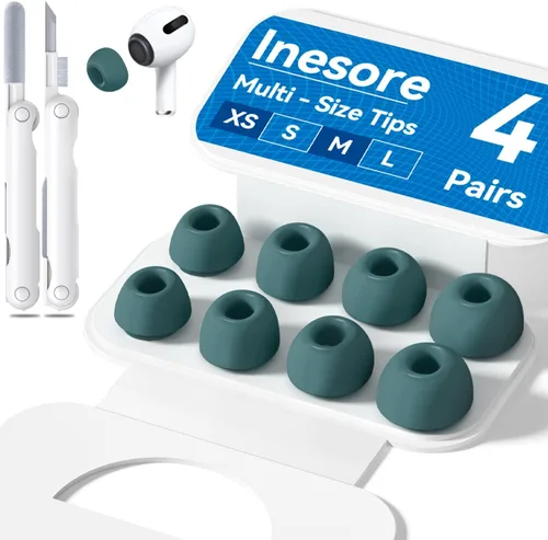 Miniatura 18 de 4 pares de almohadillas transparentes de repuesto para AirPods Pro de 2ª/1ª generación con caja de almacenamiento portátil y bolígrafo limpiador