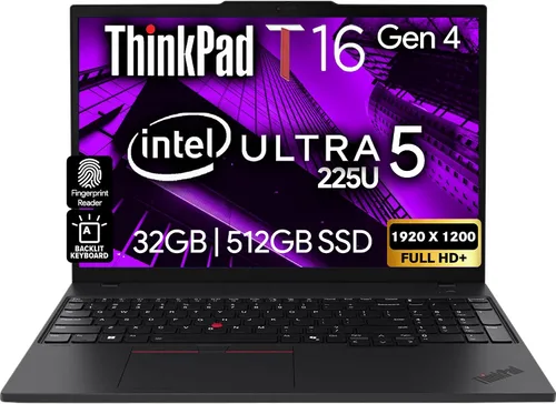 Miniatura 14 de Lenovo ThinkPad T16 Gen 4 - Laptop de negocios con pantalla 16 FHD+, Intel Ultra 5-225U (Beats i7-1355U), 16 GB DDR5 RAM, 512 GB SSD, cámara web