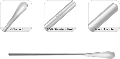 Miniatura 7 de Paquete de 6 cucharas de acero inoxidable 304 de 6.2 pulgadas de mango largo para agitar y mezclar, herramienta de barra reutilizable para café, té