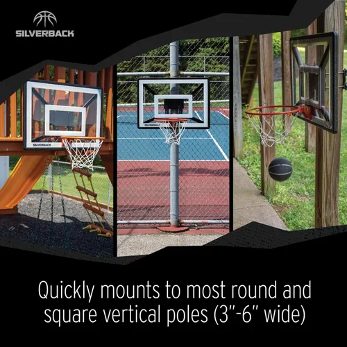 Miniatura 3 de Aro de baloncesto juvenil Silverback Junior de 33" con tecnología de montaje Lock 'n Rock. Se monta en postes redondos y verticales, color negro