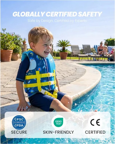 Miniatura 2 de Gogokids Chaleco de natación para niños pequeños, chaleco de natación de alta calidad para niños de 30-40-50-60-70-80 libras, flotadores para niños