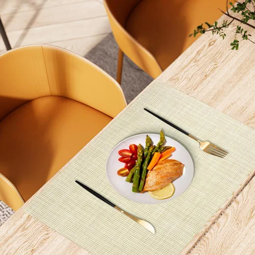 Miniatura 6 de AUAUY Juego de 6 manteles individuales, antideslizantes, resistentes al calor, manteles individuales de vinilo tejido de PVC lavables para cocina