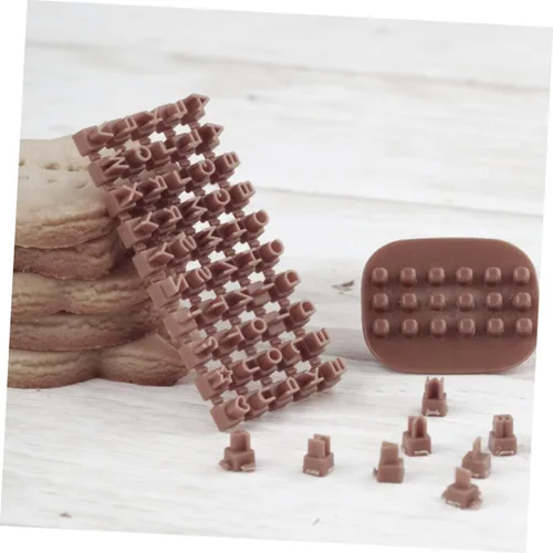 Miniatura 7 de EXCEART 2 juegos de plantillas de letras para decoración de mano, mini manualidades, mini galletas, sellos de letras, sellos de polímero, sellos