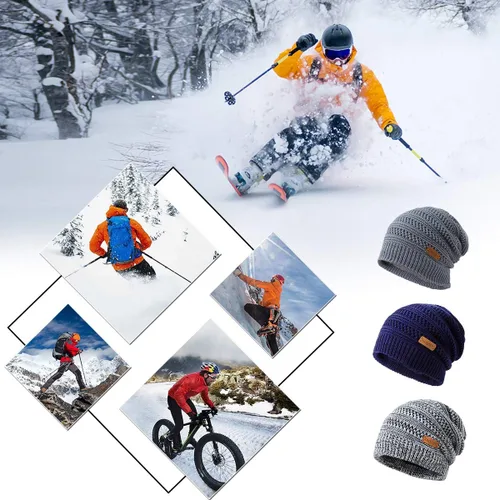Miniatura 7 de Omechy - Gorro de punto para hombre de invierno gorro cálido