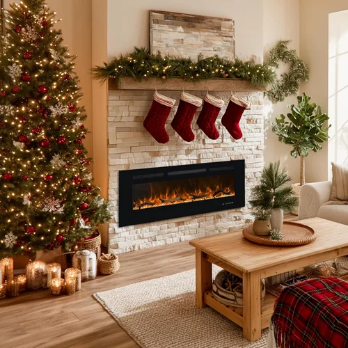 Miniatura 9 de Chimenea eléctrica de 48 pulgadas para empotrar y colocar en la pared, insertos de chimenea eléctrica con control remoto y pantalla táctil, 169