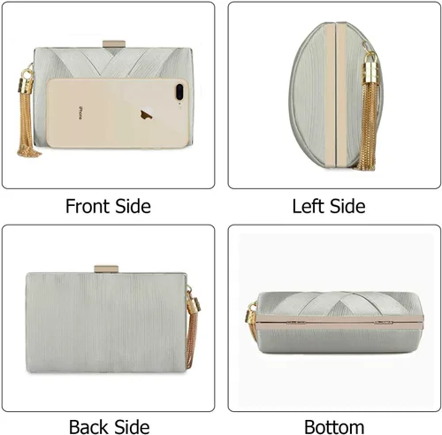 Miniatura 20 de Elegante bolso de noche con borlas para mujer, bolso de mano para novia, boda, graduación, noche, fiesta