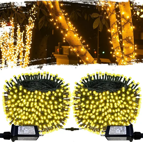 Miniatura 9 de Paquete de 2 tiras de luces de Navidad conectables, multicolor, 210 pies, 600 luces LED de Navidad para exteriores/interiores, luces de árbol