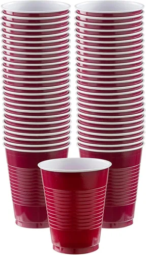Miniatura 4 de Amscan Vasos de plástico color rojo manzana prémium (18 onzas), 50 unidades, apilables, resistentes y ecológicos, color vibrante y máxima durabilidad