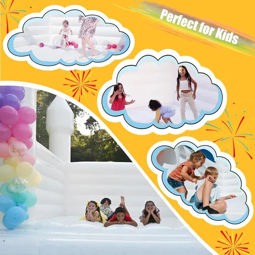 Miniatura 3 de Castillo inflable blanco de rebote de 13 x 13 x 10 pies, gran casa hinchable de PVC con soplador para niños pequeños y adultos, interior o exterior