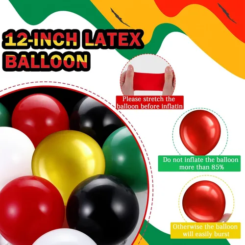 Miniatura 2 de Gejoy 60 globos de látex de confeti rojo y negro de 12 pulgadas con cinta para decoración del día de la independencia de la libertad, suministros