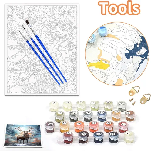 Reofrey Kit de pintura por números para adultos, lienzo de 15.7 x 19.7 in, pintura de flores por números, juego de pintura acrílica, arte relajante