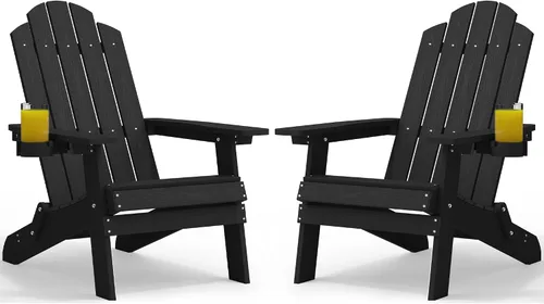 Miniatura 11 de MXIMU Silla Adirondack plegable para exteriores: sillas Adirondack fáciles de montar y cómodas, silla de plástico compuesto para todo tipo de clima