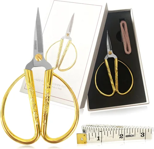 Miniatura 8 de BOCHIKNOT Tijeras de tela profesionales de 8 pulgadas – Tijeras afiladas oro rosa – Tijeras de sastre – Tijeras de oro rosa para oficina – Tijeras