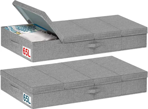 Miniatura 14 de Contenedor de almacenamiento para debajo de la cama, paquete de 3 bolsas de almacenamiento debajo de la cama con tapa, organizador de almacenamiento