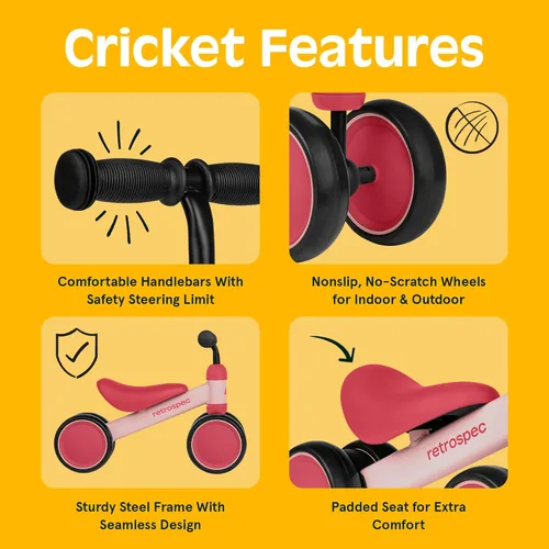 Miniatura 2 de Retrospec Cricket Baby Walker Bicicleta de equilibrio con 4 ruedas para edades de 12 a 24 meses – Juguetes para bebés y niños pequeños para niños