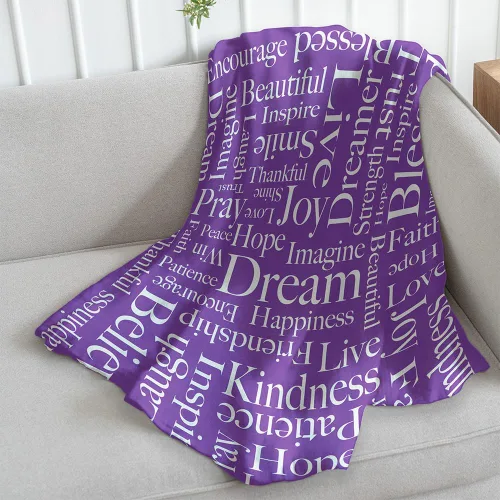 Inspiring Words - Manta de 50 x 60 pulgadas, color morado, para dormitorio, sala de estar, primavera, vacaciones, niños, bebés, adultos y