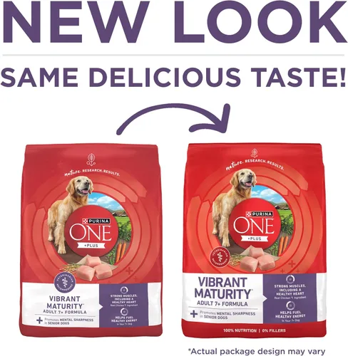 Miniatura 2 de Purina ONE Alimento seco para perros mayores con alto contenido de proteínas, fórmula de madurez vibrante para adultos 7 Plus, bolsa de 31.1 libras